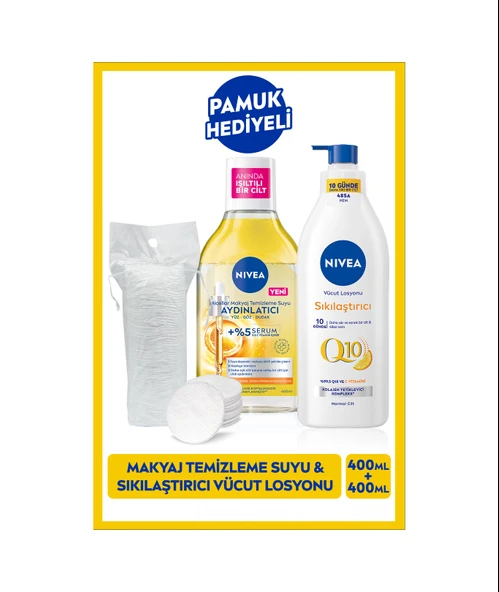 NIVEA Aydınlatıcı Micellar Makyaj Temizleme Suyu 400 ML + Q10 Sıkılaştırıcı Vücut Losyon 400 ML ürün görseli 1