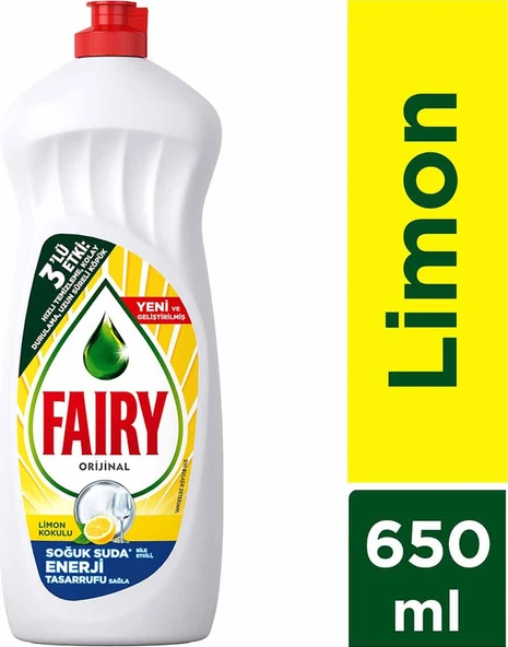 Fairy Sıvı Bulaşık Deterjanı Limon Kokulu 650 ML ürün görseli 1