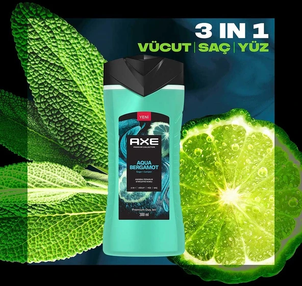 Axe Premium Collection Aqua Bergamot Duş Jeli 2 x 300 ML - Resim 5
