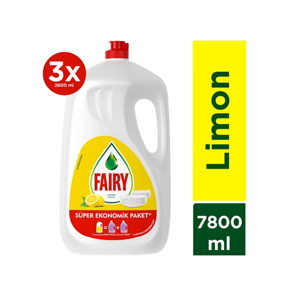 Fairy Limon Kokulu Sıvı Bulaşık Deterjanı 3 x 2600 ML ürün görseli 1