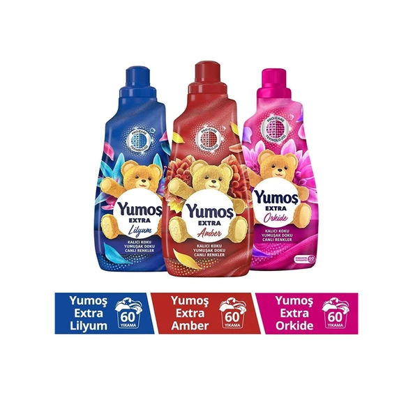 Yumoş Extra Konsantre Çamaşır Yumuşatıcısı Amber 1440 Ml + Lilyum 1440 Ml + Orkide 1440 Ml 3'Lü Set ürün görseli 1