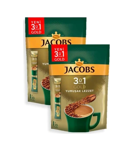 Jacobs 3'ü 1 Arada Gold Yumuşak Lezzet Kahve 2 x 18 G 10'lu ürün görseli 1