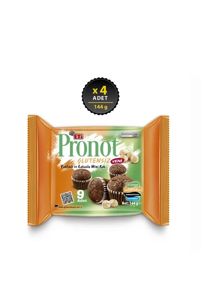Eti Pronot Glutensiz Fındıklı ve Kakaolu Mini Kek 144 g x 4 Adet ürün görseli 1