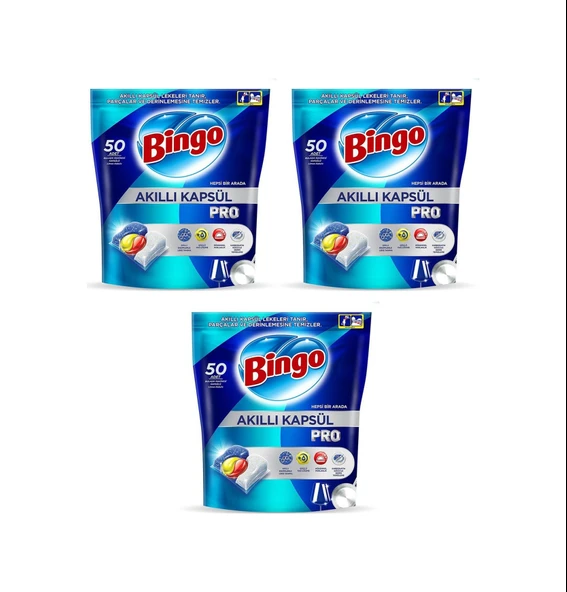 Bingo Akıllı Kapsül Pro Bulaşık Makinesi Deterjanı 3 x 50 Tablet ürün görseli 1