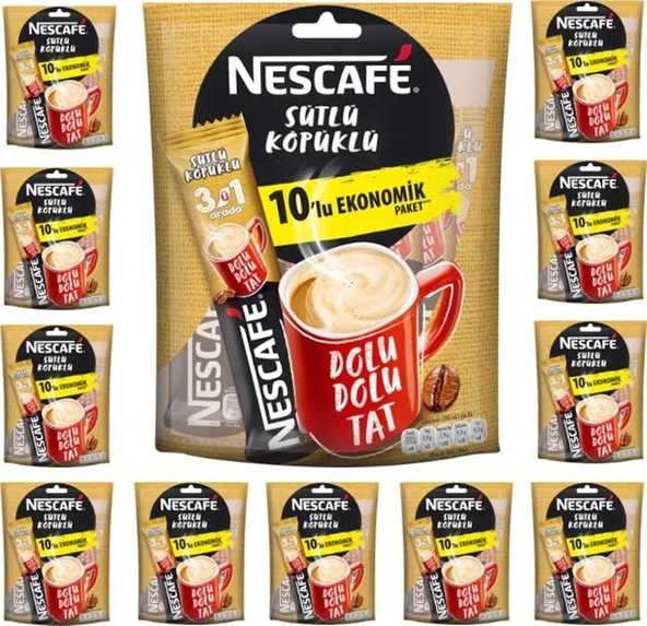 Nescafe 3'ü 1 Arada Sütlü Köpüklü Kahve 10'lu 12 x 17.4 G ürün görseli 1