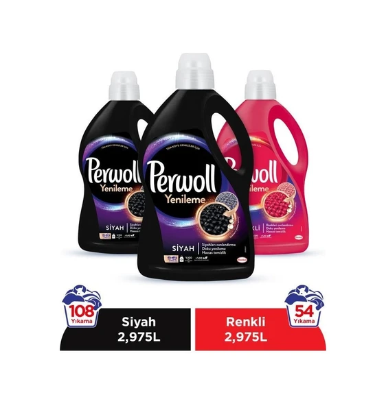 Perwoll Siyah + Renkli Hassas Bakım Sıvı Çamaşır Deterjanı 3 x 2975 ML ürün görseli 1