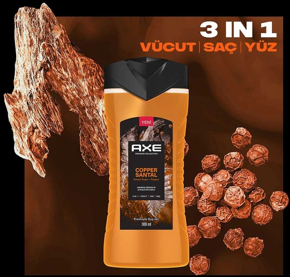 Axe Premium Collection Copper Santal Duş Jeli 2 x 300 ML - Resim 5