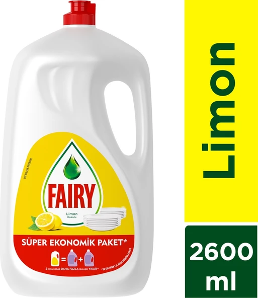 Fairy 2600 ml Sıvı Bulaşık Deterjanı Süper Ekonomik Paket Limon K ürün görseli 1