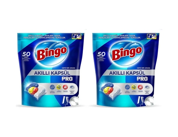 Bingo Akıllı Kapsul Pro Bulaşık Makinesi Deterjanı 2 x 50 Tablet ürün görseli 1