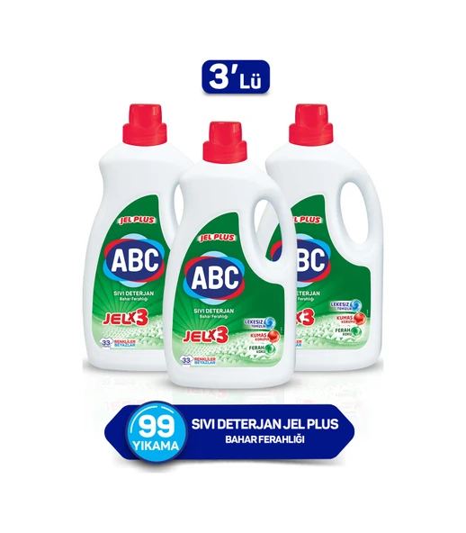 ABC Jel Plus Bahar Ferahlığı Sıvı Çamaşır Deterjanı 33 Yıkama 3 x 2145 ML ürün görseli 1