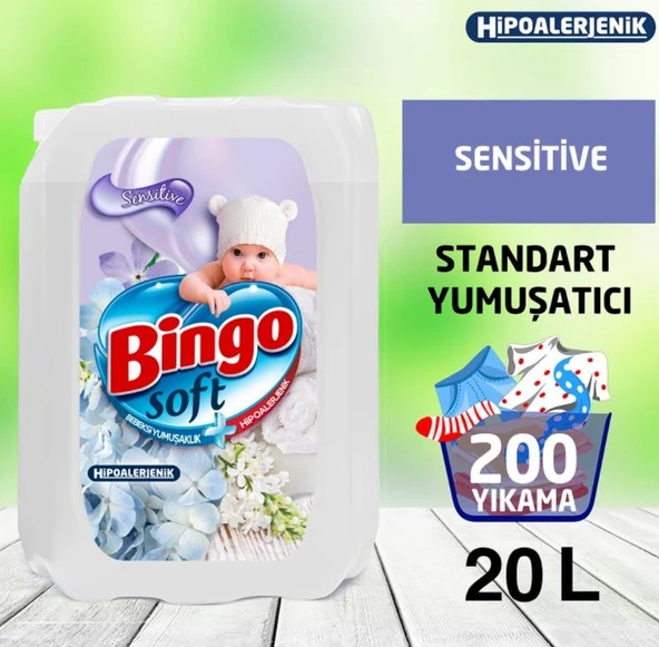Bingo Soft Çamaşır Yumuşatıcısı Sensitive 4 x 5 L - Resim 2