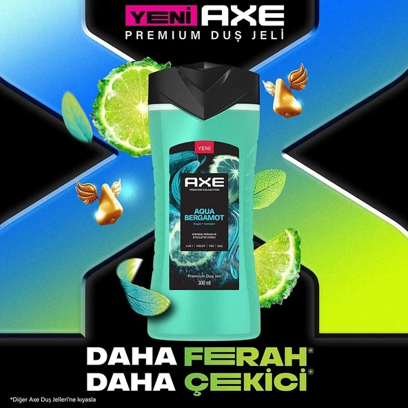 Axe Premium Collection Aqua Bergamot Duş Jeli 2 x 300 ML - Resim 3