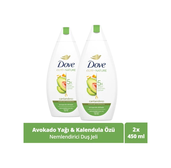 Dove Avakado Yağı Ve Kalendula Özü Nemlendirici Duş Jeli 2 x 450 ML ürün görseli 1