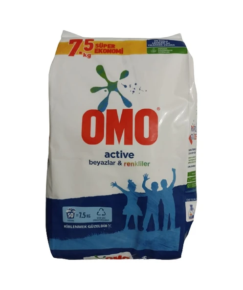 Omo Active Beyazlar ve Renkliler İçin Toz Çamaşır Deterjanı 50 Yıkama 7500 G ürün görseli 1