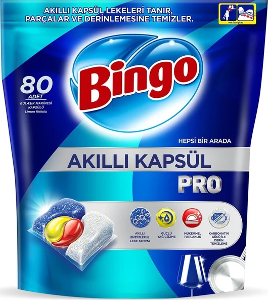 Bingo Akıllı Kapsül Pro Bulaşık Makinesi Deterjanı Tablet 80 Adet ürün görseli 1
