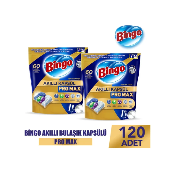 Bingo Akıllı Kapsül Pro Max Bulaşık Makinesi Deterjanı 2 x 60 Tablet ürün görseli 1