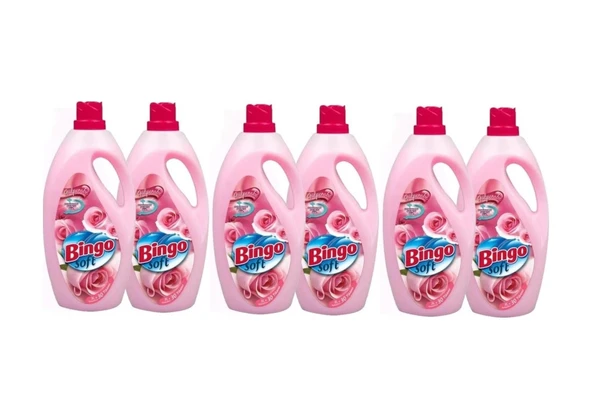 Bingo Soft Çamaşır Yumuşatıcısı Gülpembe 6 x 3 L ürün görseli 1