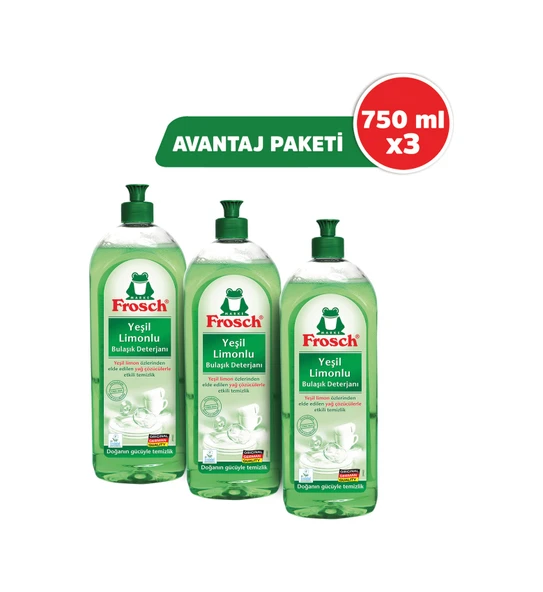 Frosch Yeşil Limonlu Bulaşık Deterjanı 3 x 750 ML ürün görseli 1