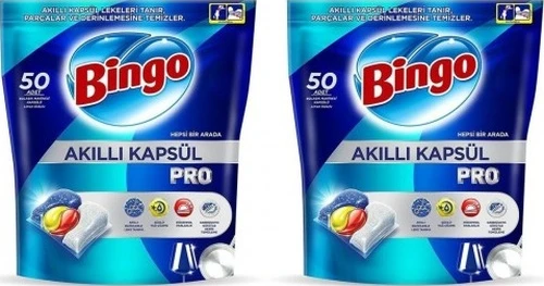 Bingo Akıllı Kapsül Pro Bulaşık Makinesi Deterjanı 2 x 50 Tablet ürün görseli 1