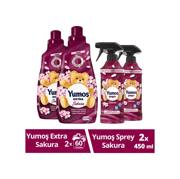 Yumoş Yumuşatıcı Sakura 2 x 1440 ML + Yumoş Yumuşatıcı Sakura 2 x 450 ML ürün görseli 1