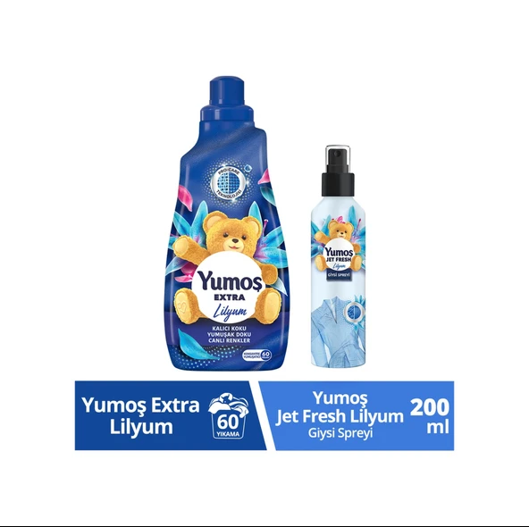 Yumoş Jet Fresh Lilyum 200 ML + Yumoş Konsantre Çamaşır Yumuşatıcısı Lilyum 1440 ML ürün görseli 1