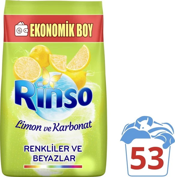 Rinso Limon ve Karbonat Renkliler ve Beyazlar İçin Toz Çamaşır Deterjanı 8 KG ürün görseli 1
