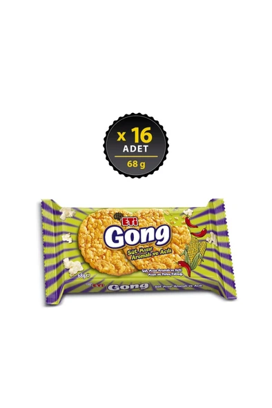 Eti Gong Süt Mısır Aromalı & Acılı Mısır ve Pirinç Patlağı 68 G x 16 Adet ürün görseli 1