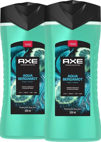 Axe Premium Collection Aqua Bergamot Duş Jeli 2 x 300 ML - Resim 2