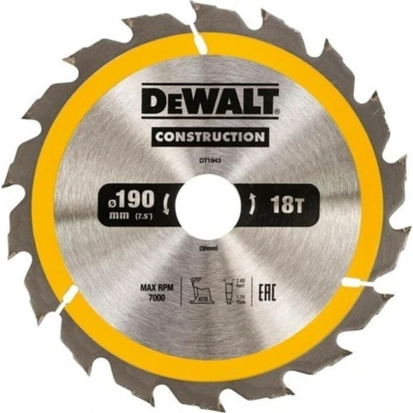 Dewalt DT1945 Daıre Testere Bıçağı Ahşap Kesım Ø190 mm 40 Dış ürün görseli 1