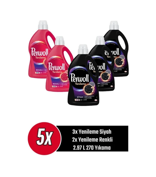 Perwoll Sıvı Çamaşır Deterjanı 5 X 2,97 270 Yıkama 3 Siyah + 2 Renkli set-hnkl-5085-5913 ürün görseli 1