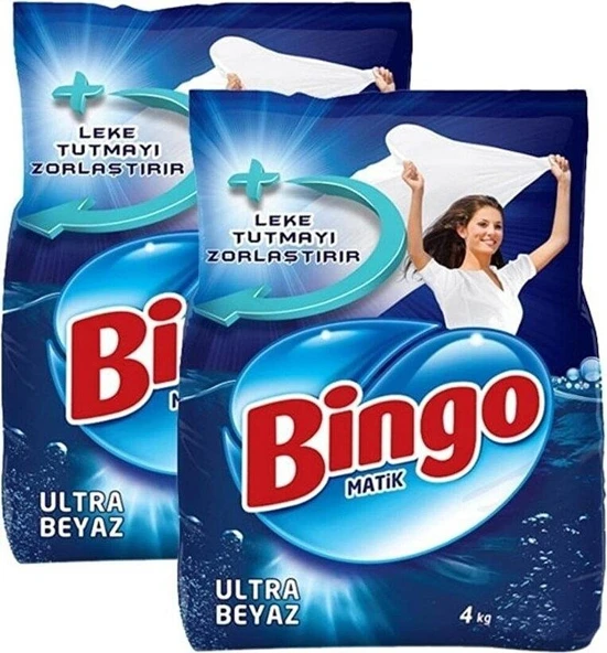 Bingo Matik Ultra Beyaz için Toz Çamaşır Deterjanı 2 x 4 KG ürün görseli 1
