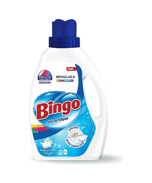 Bingo Beyazlar ve Renkliler İçin Beyaz Sabun Kokulu Sıvı Çamaşır Deterjanı 4 x 2600 ML ürün görseli 1