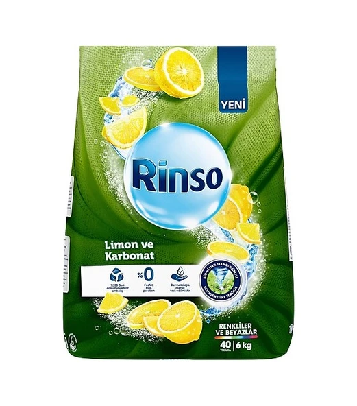 Rinso Limon ve Karbonat Renkliler ve Beyazlar için Toz Çamaşır Deterjanı 40 Yıkama 6 KG ürün görseli 1