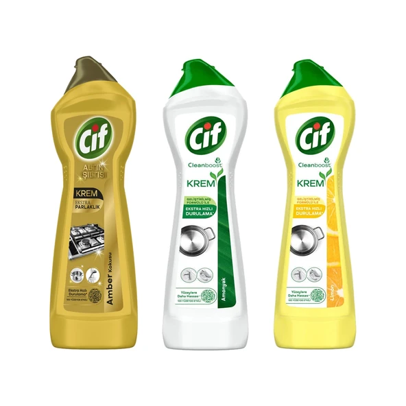 Cif Krem 500 ml Gold-Amonyak-Limon 3 lü Karma Paket ürün görseli 1
