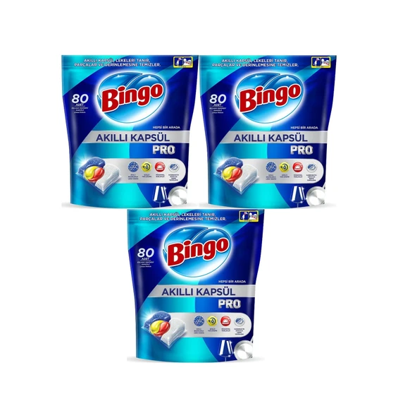 Bingo Akıllı Kapsül Pro Bulaşık Makinesi Deterjanı Tablet 240adet ürün görseli 1