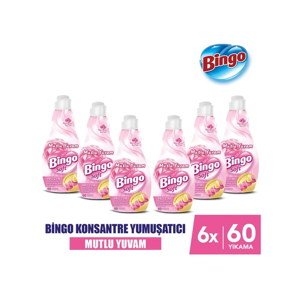 Bingo Soft Mutlu Yuvam Konsantre Çamaşır Yumuşatıcısı 6 x 1440 ML ürün görseli 1