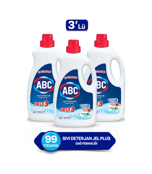 ABC Jel Plus Dağ Ferahlığı Sıvı Çamaşır Deterjanı 33 Yıkama 3 x 2145 ML ürün görseli 1