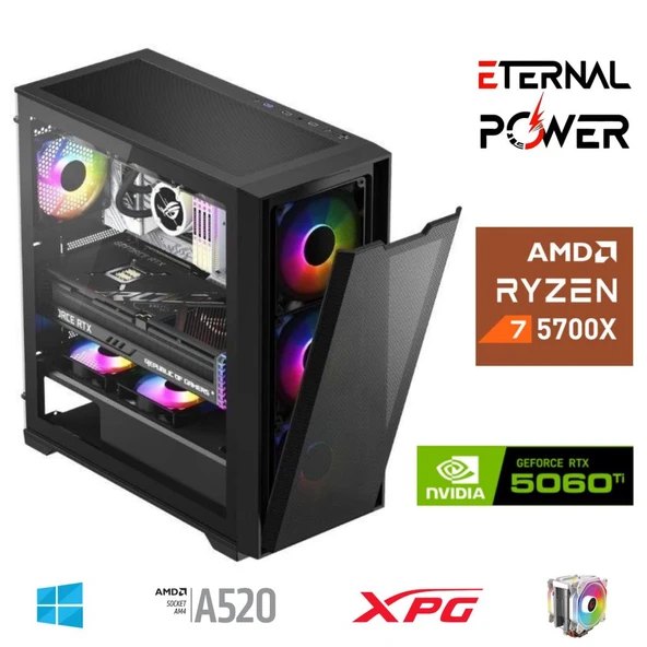 ETERNAL POWER RYZEN 7 5700X 32G DDR4 1TB M.2 RTX5060Ti A520 M650W ürün görseli 1