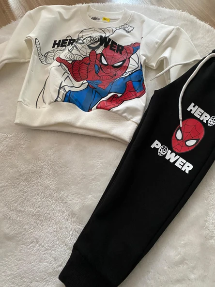 Cg Kids Spiderman Örümcek Adam Blackwhite 2 Iplik Kumaş Erkek Çocuk Alt Üst Takım Süper Kalite ürün görseli 1