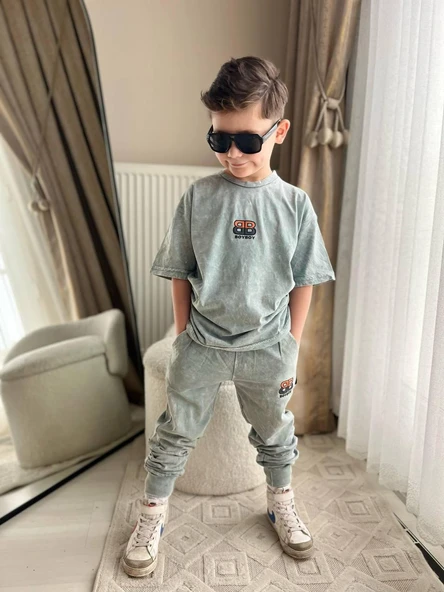 Cg Kids Eksitme Yeşil Enjeksiyon Baskı Bb Basic Alt Eksitme Eşfoman Ince Cep Detay Erkek Çocuk Alt Üst Takım ürün görseli 1