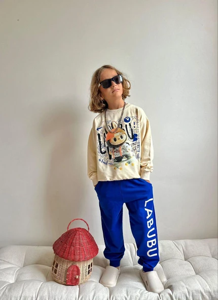 Cg Kids Labubu Süper Kalite Erkek Çocuk 2 Iplik Pamuklu Kumaş Alt Üst Takım ürün görseli 1
