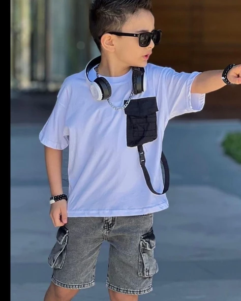 Cg Kids Paraşüt Cep Detaylı T-Shirt Komando Cepli Jean Erkek Çocuk Alt Üst Takım ürün görseli 1