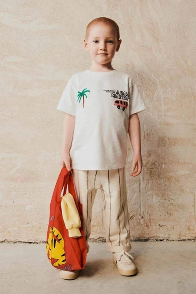 Cg Kids Jungle Çizgili Keten Kombinli Erkek Çocuk Alt Üst Takım ürün görseli 1
