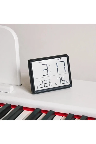 Mıknatıslı Dijital Mini Saat LCD Ekran, Sıcaklık ve Nem Göstergeli, Alarmlı ürün görseli 1