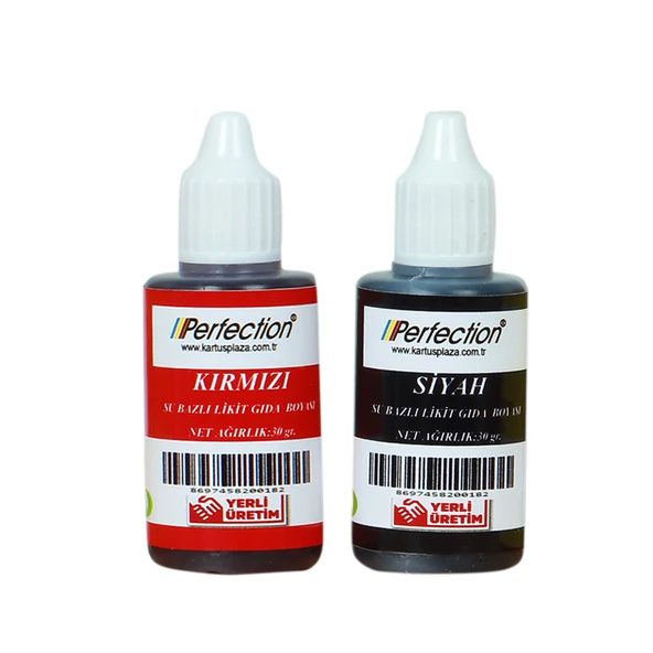 Perfection CHEF 2'li Sıvı Su Bazlı Likit Gıda Boyası Kırmızı Siyah 2 X 30 gr. ürün görseli 1