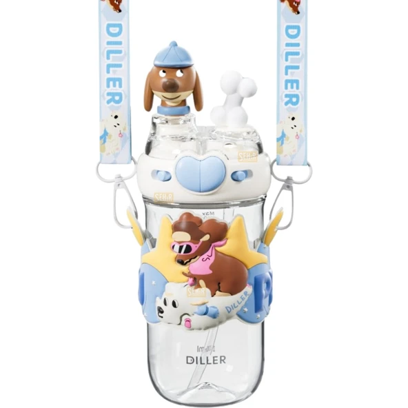 Diller D2530 580ml Çift Kullanım Askılı Pipetli Tritan Matara ürün görseli 1