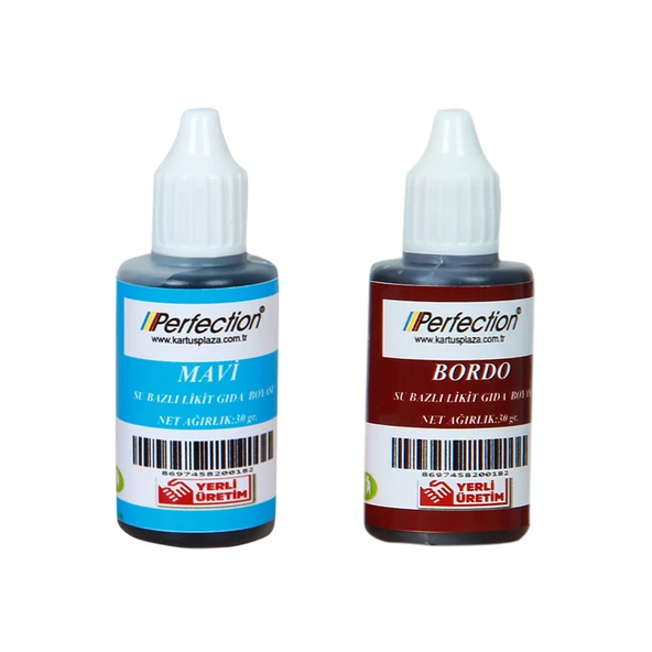 Perfection CHEF 2'li Sıvı Su Bazlı Likit Gıda Boyası Bordo Mavi 2 X 30 gr. ürün görseli 1