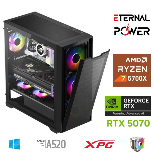 ETERNAL POWER RYZEN 7 5700X 32G DDR4 1TB M.2 RTX5070 A520 M750W ürün görseli 1