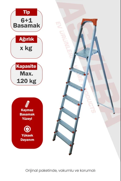 Asvera 6+1 (7 Basamaklı) Ev Tipi Katlanabilir Profil Merdiven - Sağlam Çelik Depo Merdiveni ürün görseli 1