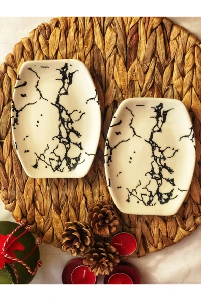 Marble White&black 2'li Sunum Tabağı-14 Cm ürün görseli 1